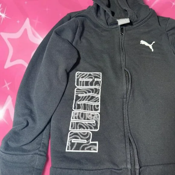 Puma Kids Black 2-Piece Sweatsuit Set | Zip-Up Hoodie & Sweats (Size 6) - Picture 4 of 8
